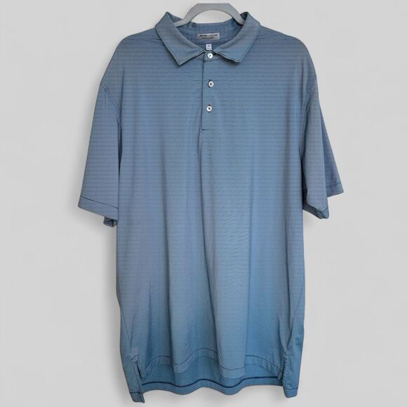 Peter Millar Summer Comfort Polo Golf Shirt XL Blue Striped Preppy Cooling - Picture 1 of 6